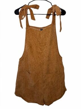 Shein Women's Small Orange Pocketed Tie-Shoulder Romper